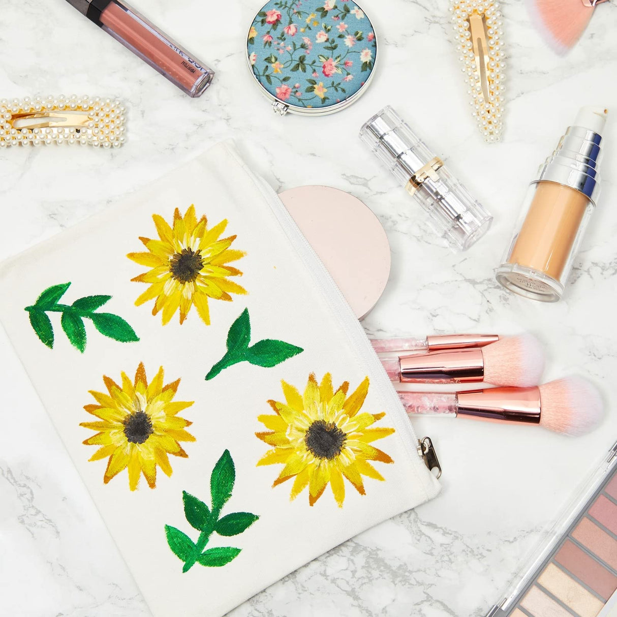 Juvale 12-Pack Bulk Blank Canvas Zipper Pouch Set, 8x6 Canvas Pencil Pouch with Zipper for Cosmetic & DIY Crafts, Pens, Markers, Scissors, Makeup Brushes, Lip Gloss, Hair Clips Juvale