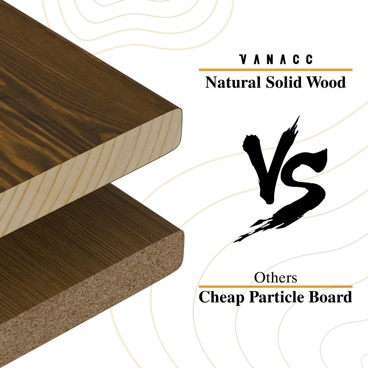 VanAcc King Size Solid Wood Mid-Century Platform Bed with Slatted Headboard in Caramel VanAcc