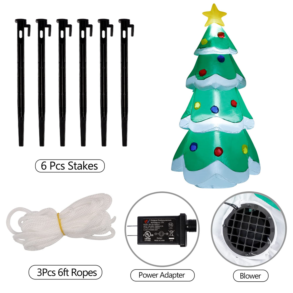 DR.DUDU 5 FT Inflatable Christmas Tree, LED Light up Xmas Tree Blow up Decorations for Christmas Party Indoor Outdoor Yard Garden Lawn Holiday Party DR.DUDU