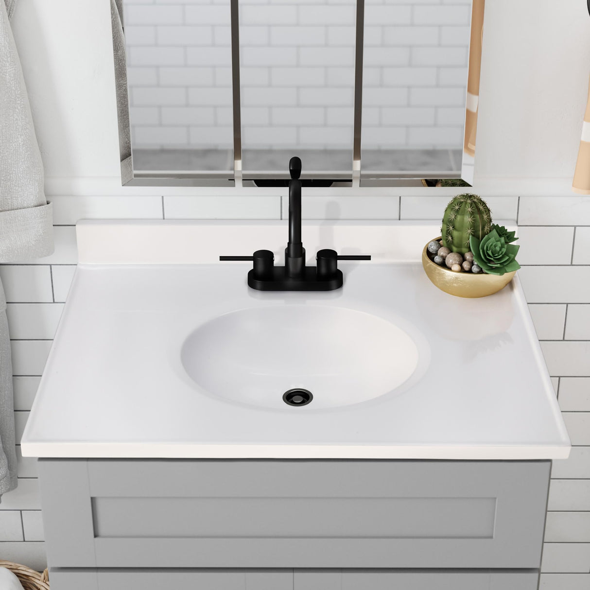 Design House 586198 Cultured Marble Vanity Top 31x19, Solid White Design House