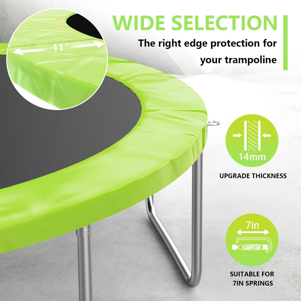 SKOK Trampoline Pad 12FT 14FT 20FT Trampoline Replacement Safety Pad Mat, No Holes for Pole, Waterproof Trampoline Accessories Spring Cover SKOK