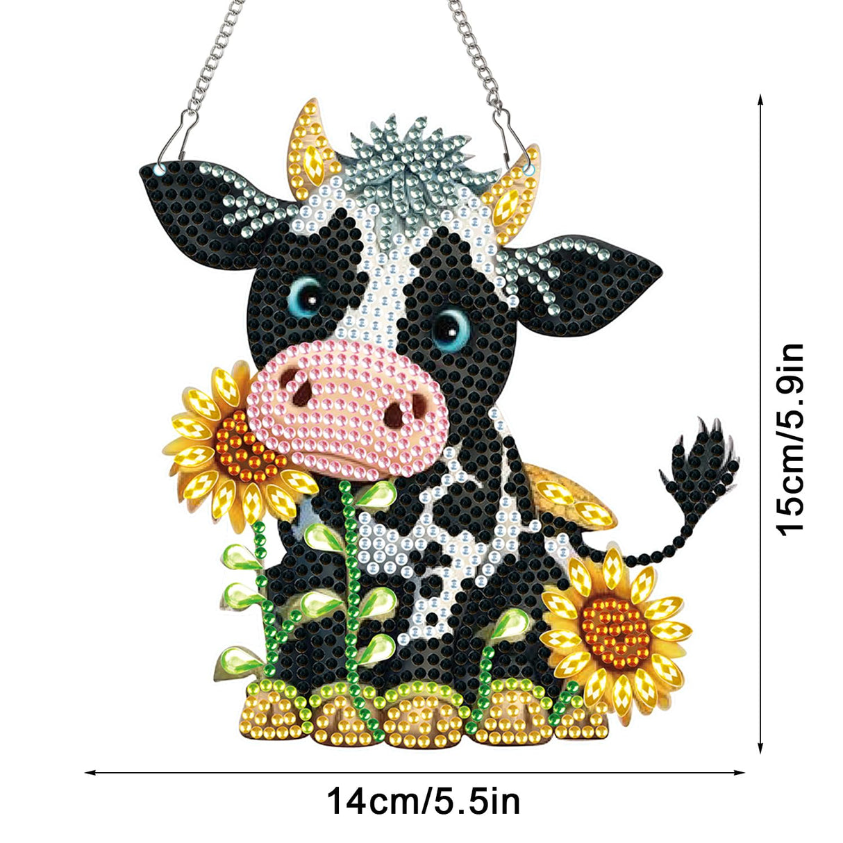 Diamond Art Painting Hanging Pendant DIY Cow 5D Special Shape Crystal Diamond Art Partial Mosaic Making Craft Wreath Ornaments, Christmas Ornaments Home wall decor window decoration Handmade Gift MVVMTOP