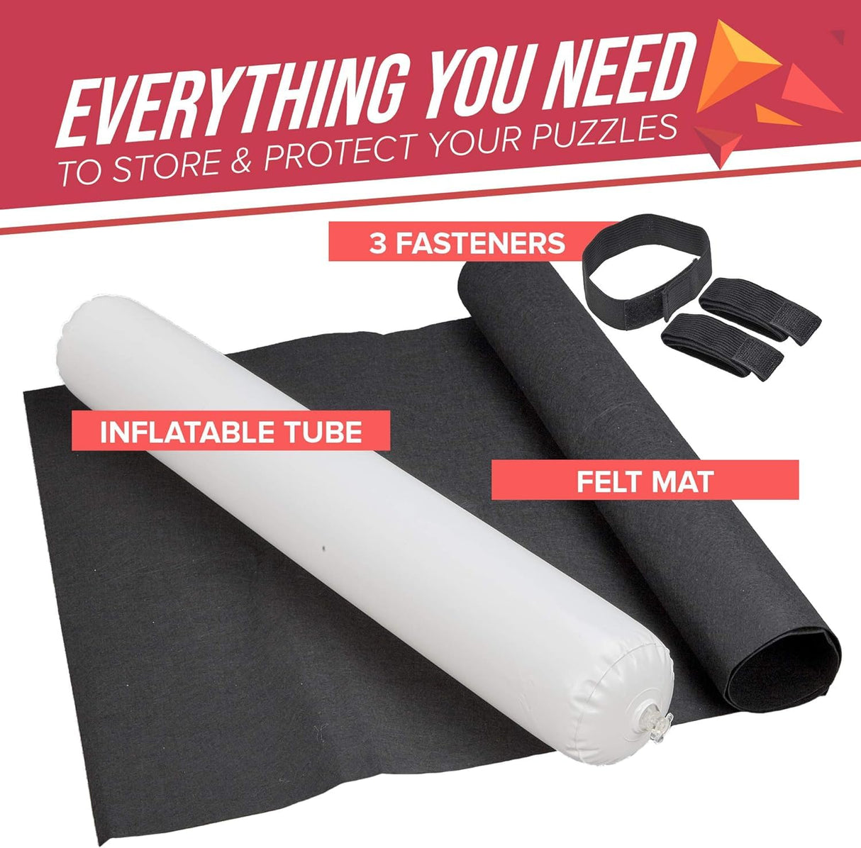 Puzzle Roll Up Mat - Store and Transport Jigsaw Puzzles Up to 1500 Pieces - 46" x 26" Felt Mat, Inflatable Tube, and 3 Elastic Fasteners Newer Improved Design - by Amy and Delle Amy & Delle