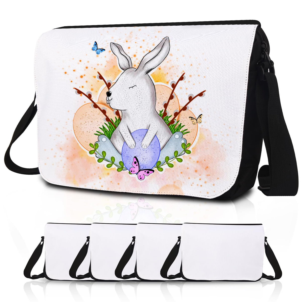 4PCS Sublimation Blanks Crossbody Bag,Sublimation Bags Messenger Bag Removable Transfer Design Sublimation Bags With Adjustable Shoulder Strap Crossbody and Shoulder DIY Gifts For Family and Friends KKSUBCA