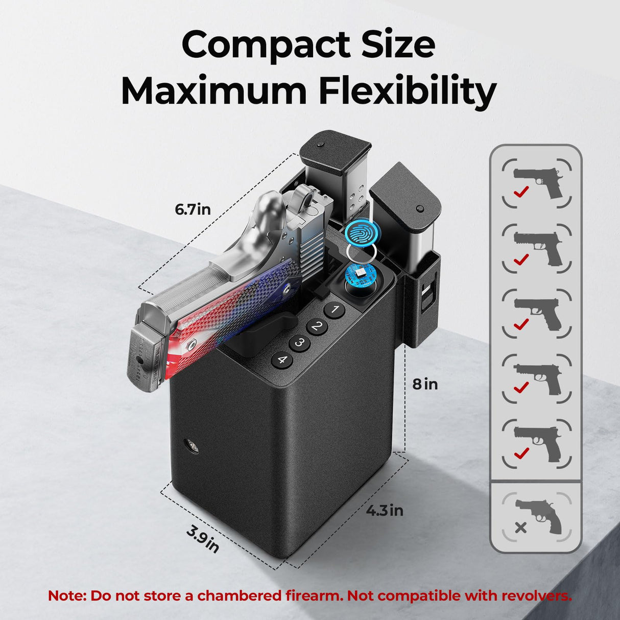 ONNAIS Biometric Pistol Gun Safe – Car and Bedside gun Safe for handgun with Fingerprint Trigger Lock for Quick Access, Fast Entry for Vehicle Console or Any Mountable Spot, Gifts for Men ONNAIS