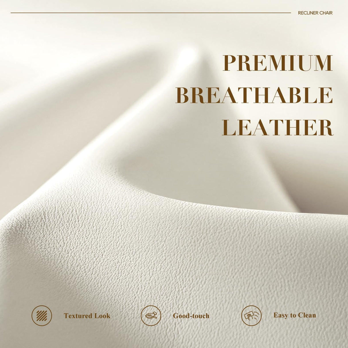 COLAMY Faux Leather Swivel Recliner Chair with Footrest, High Back with Double-Layer Cushion, Glider Recliner for Nursery & Living Room, Bedroom, Beige COLAMY