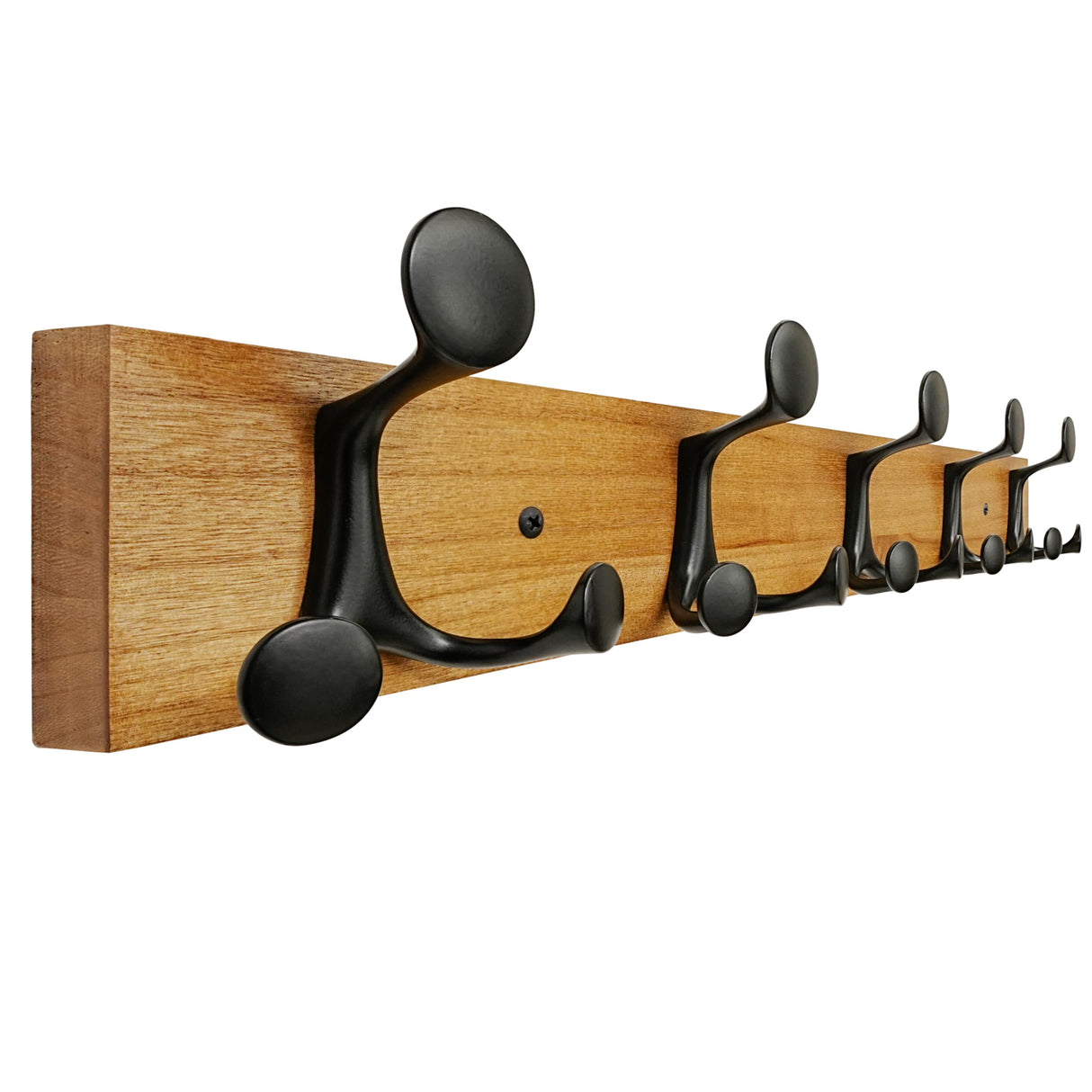 SKOLOO 24-Inch Light Brown Wood Coat Rack Wall Mount with 5 Triple Hooks - Ideal for Family Entrances, Classrooms, and Pet Supplies Storage - Perfect Coat Hooks for Wall SKOLOO