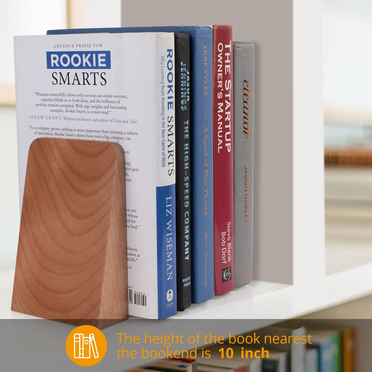 DRELIFAM Wood Handmade Heavy Duty Bookends for Shelves Decorative Book Ends to Hold Books for Office DRELIFAM