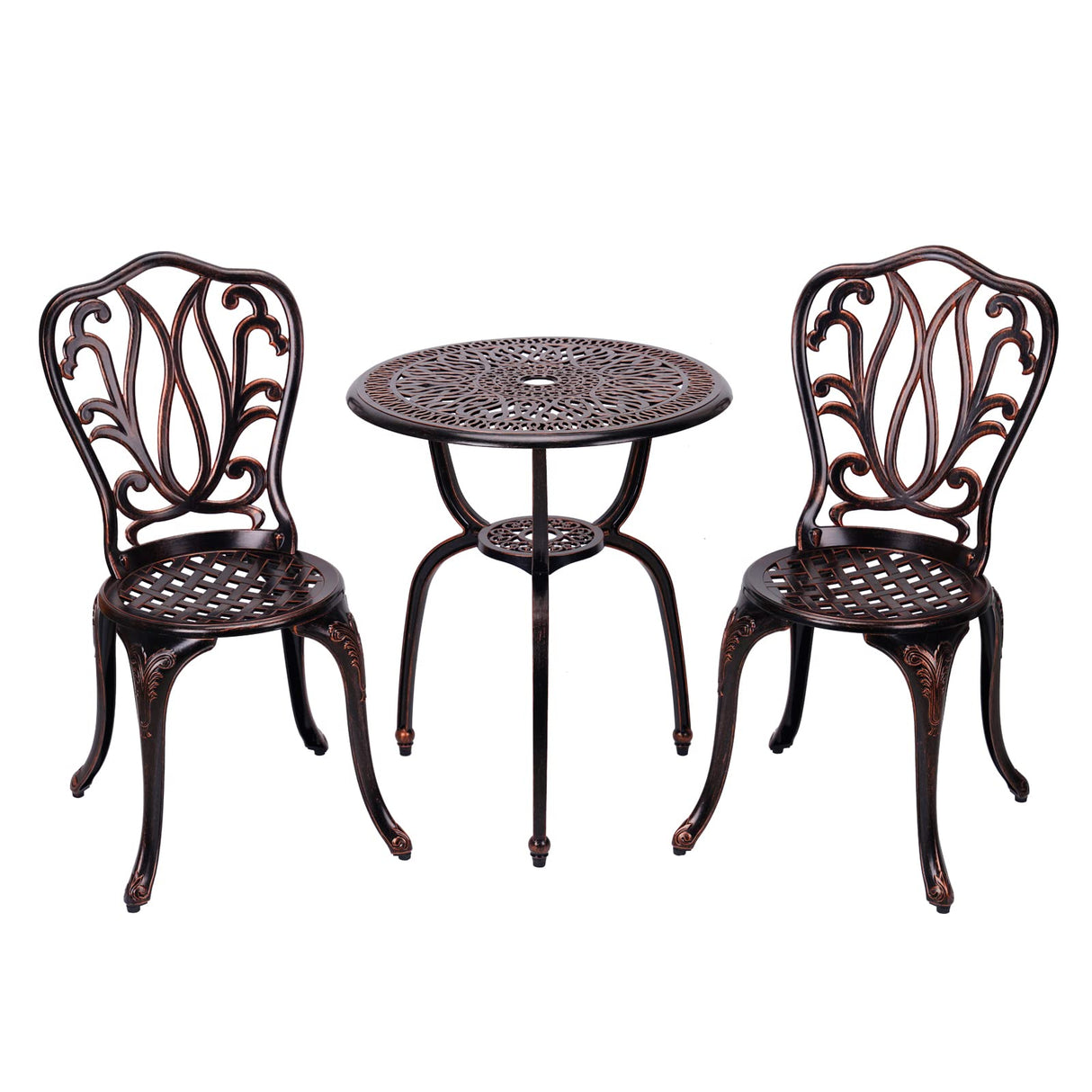 3 Piece Bistro Set,Outdoor Patio Set,Anti-Rust Cast Aluminum Bistro Table Set for Park Yard Front Porch Furniture(New Brown)… C/G patio casa