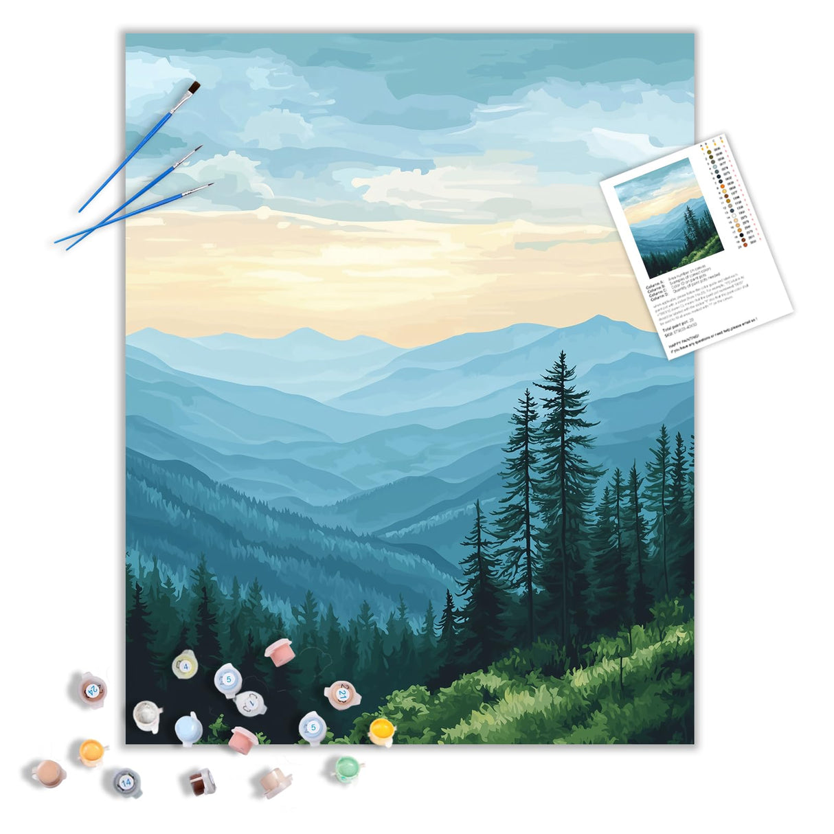 Great Smoky Mountain Paint by Numbers for Adult, Green Forest Paint by Number Kits for Beginner, Mountain Scenery DIY Acrylic Oil Painting for Gift Home Wall Decor(16×20inches, Unframe) ARNLRDYA