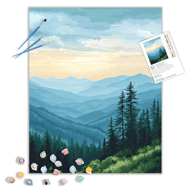 Great Smoky Mountain Paint by Numbers for Adult, Green Forest Paint by Number Kits for Beginner, Mountain Scenery DIY Acrylic Oil Painting for Gift Home Wall Decor(16×20inches, Unframe)