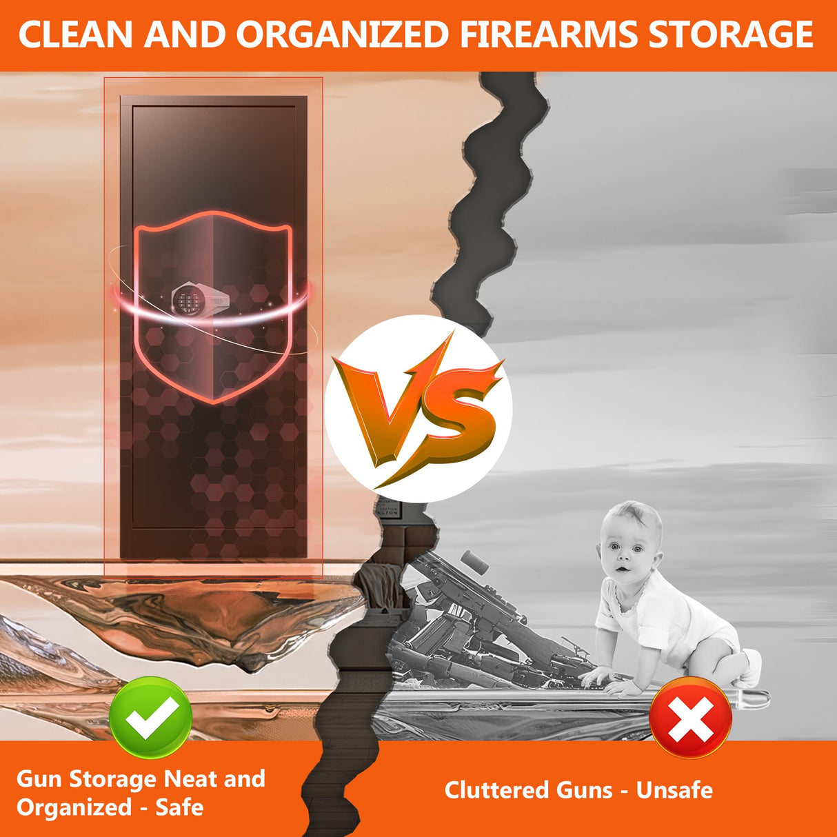 HEANVO 10-14 Gun Cabinet,Large Gun Safe for Rifles and Pistols,Shotgun Safe,Gun Safes for Rifle and Password Lock,Gun Cabinet for Home with Adjustable Shelves with Dual Alarm & Mute Mode HEANVO