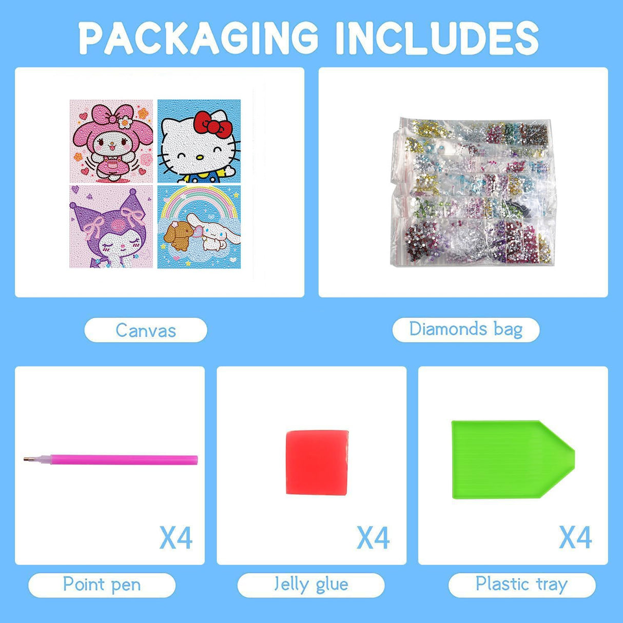 YSUNETER Diamond Painting Kits for Kids Beginner - 4 Pack DIY 5D Full Drill Diamond Art Kits for Children, Cute Animals Round Crystal Rhinestone Gem Art Crafts Home Wall Art Decor 5.9 x 5.9 Inches YSUNETER