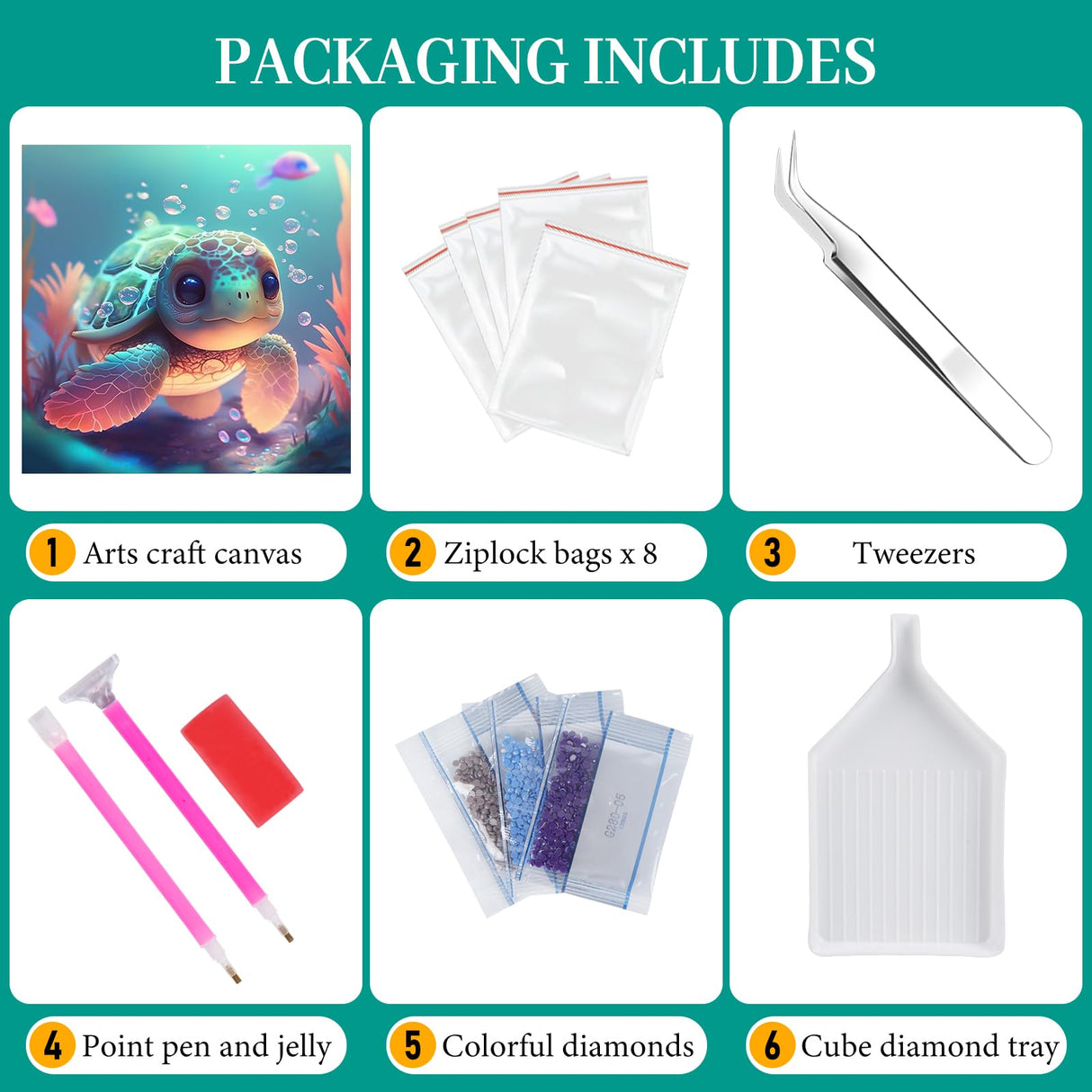 Sea Turtle Diamond Painting Kits for Adults - Cute Sea Turtle Diamond Art Kits for Adults, DIY 5D Diamond Painting with Round Gem Art Kits for Gift Home Wall Decor 12x12 inch Fountor