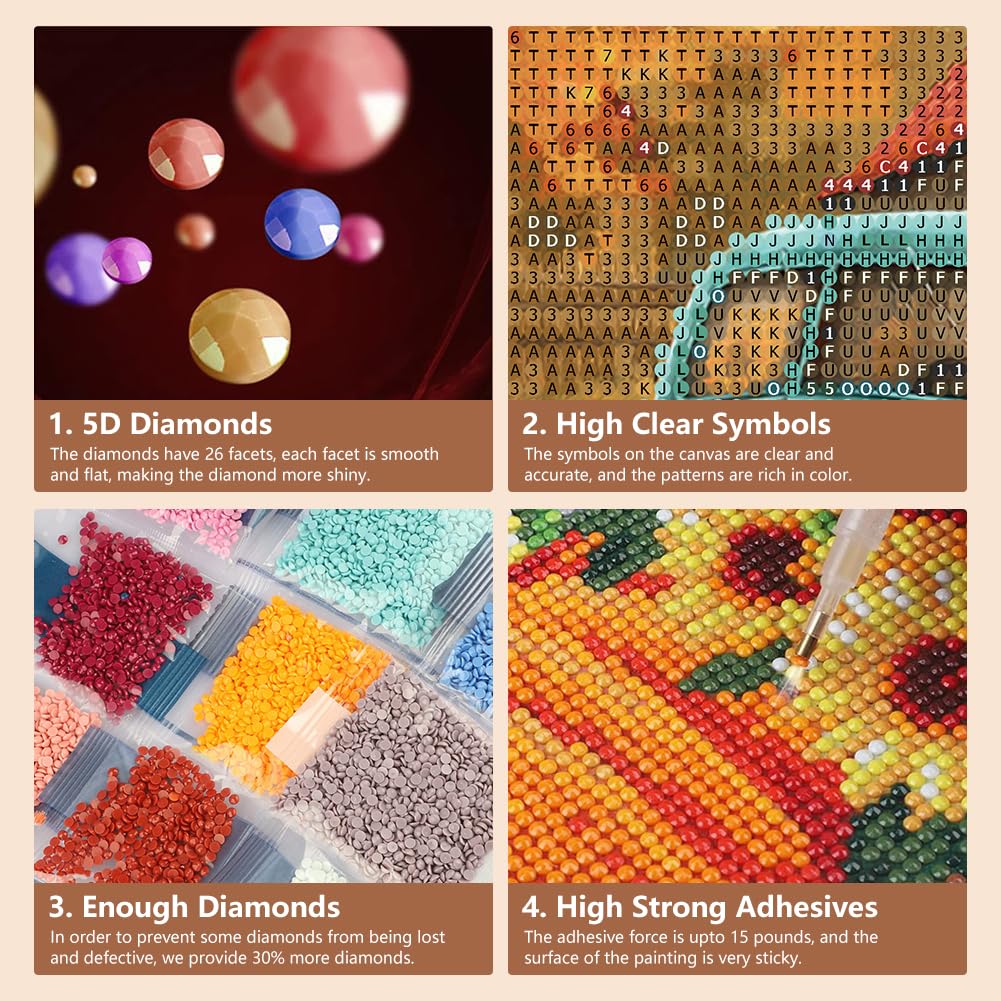 SJUTOUCI Fall Truck Diamond Painting Kits for Adults, Diamond Art Kits for Beginners, DIY 5D Full Drill Diamond Dots Gem Craft Art Home Wall Decor 12x12 inch, Farm SJUTOUCI