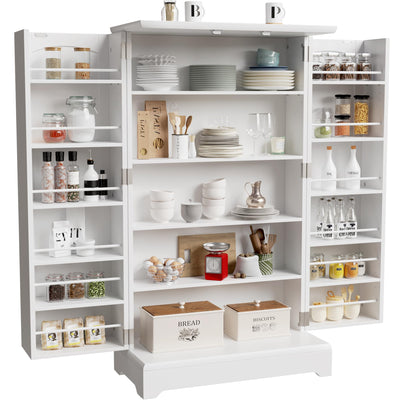 Furniwell 41" Kitchen Pantry Storage Cabinet, Freestanding Buffet Cupboards with Doors & Adjustable Shelves Pantry Organizers, Pantry Cabinets for Kitchen, Living Room and Dining Room