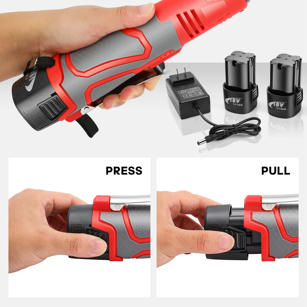 18V Extended Cordless Ratchet Wrench 3/8 Electric Wrenches Set 45 ft-lbs (60 N.m) 400RPM Power, 2 Battery 2.0Ah Lithium-Ion, 7 Sockets (10/11/12/13/14/15/17mm) And Charger, Variable Speed Trigger GYZJ