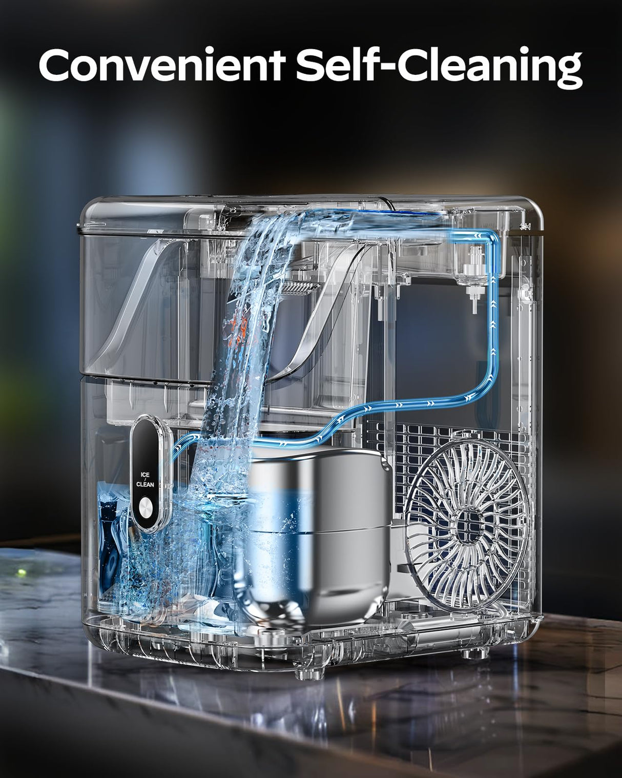 Nugget Ice Maker Countertop, HOMEZAY Pebble Ice Maker with Soft Chewable Pellet Ice, 33 lbs per Day, Compact Ice Machine with Self-Cleaning & LED Indicator for Home, Kitchen, Camping, RV, Office HOMEZAY