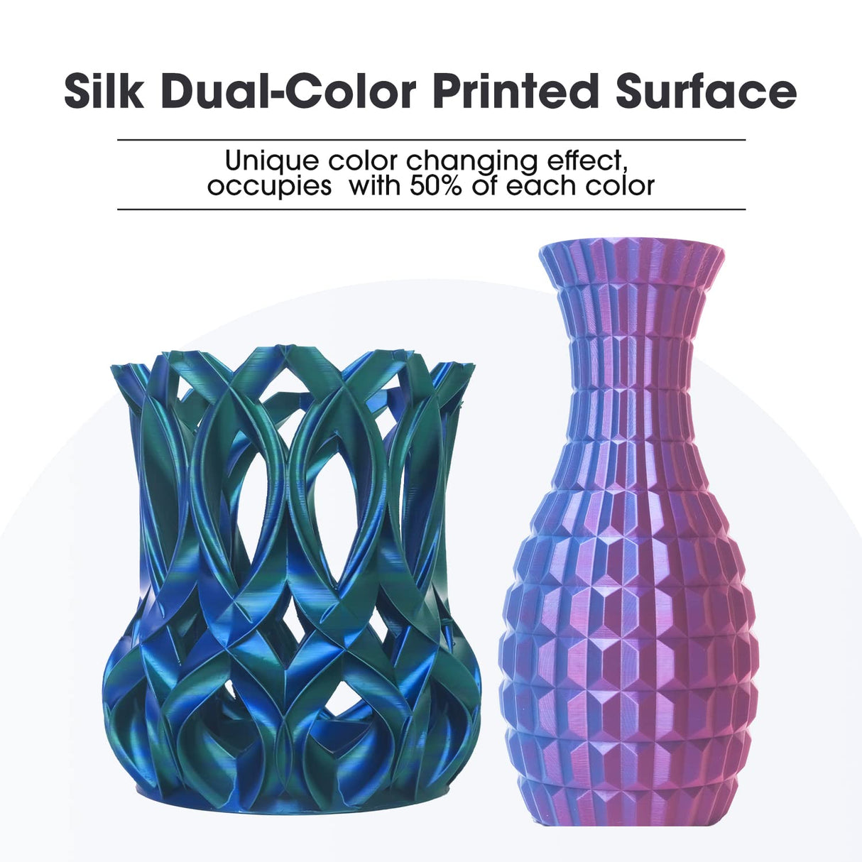 eSUN Silk Magic PLA Filament 1.75mm, Shiny Silk Dual Color Co Extrusion 3D Printer Filament, 1KG (2.2 LBS) Spool 3D Printing Color Change Filament for 3D Printers, Blue Silver eSUN