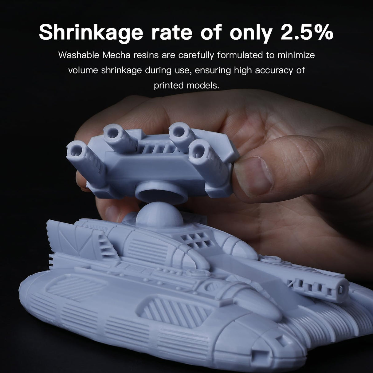 NOVA3D Water Washable Mecha ABS-Like 3D Printer Resin, 405nm High Precision LCD UV-Curing 3D Printing Resin, Low Odor, Photopolymer Resin for /8K/12K Capable LCD DLP 3D Printers(Grey, 1kg) NOVA3D