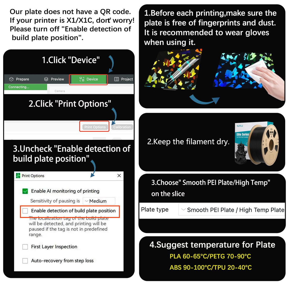 Sahvaim 3D Printer Platform Upgraded H1H Build Plate for Bambu Lab X1 X1C X1E P1P P1S A1, Double Sided Textured Flake+Star PEY Spring Steel Sheet Flexible Plate for Bambu Lab 3D Printer 257x257mm. SAHVAIM
