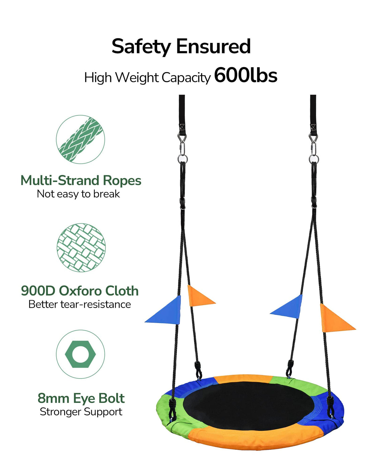 PACEARTH 440lbs Capacity Flying Saucer Swing Set with Heavy Duty A-Frame Metal Swing Stand, Full Steel, Outdoor for Kids, Backyard, Playground, Outdoor PACEARTH