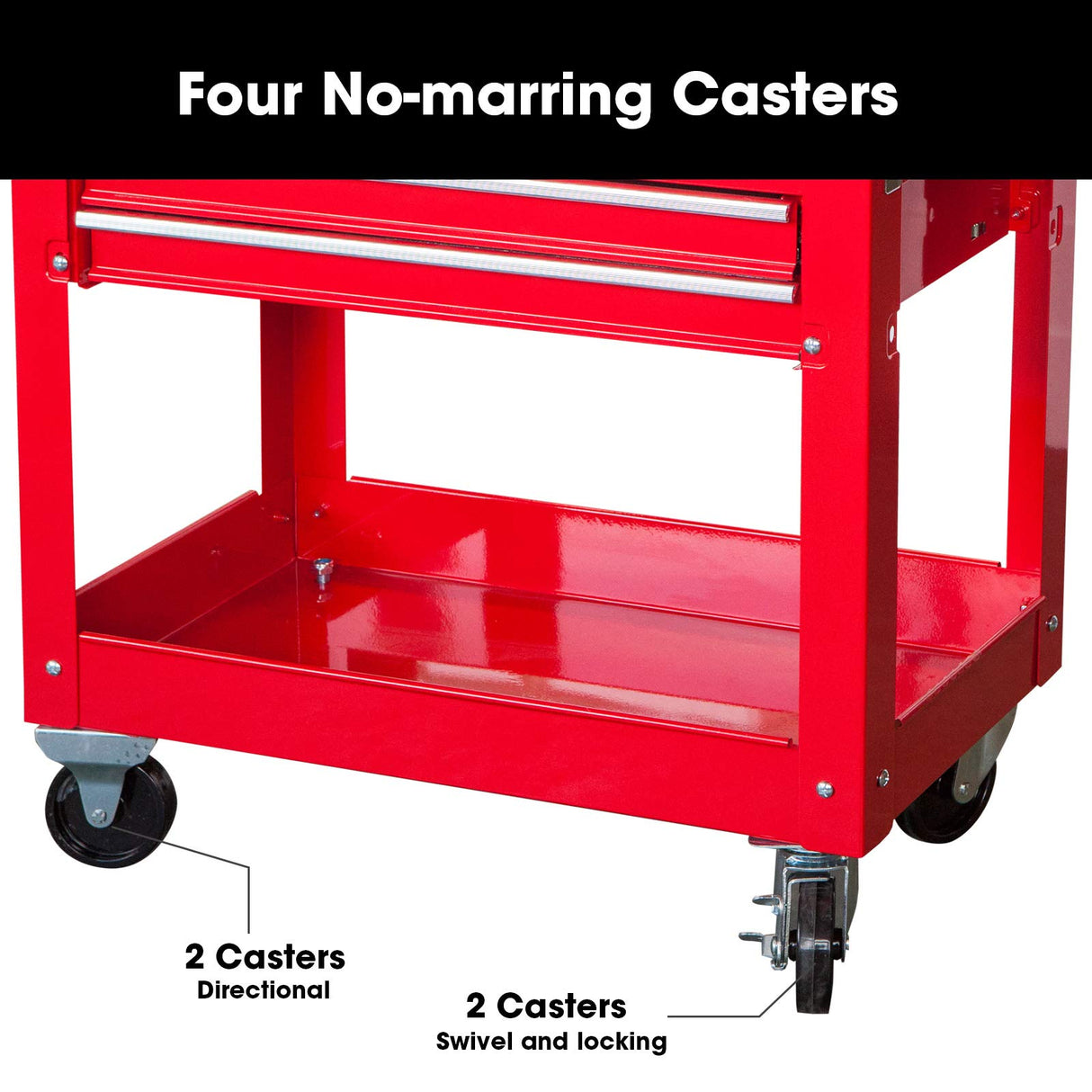TCE Service Utility Tool Cabinet Cart 350 LBs 2 Drawer Slide Top, Black, ATC310U , Red TCE