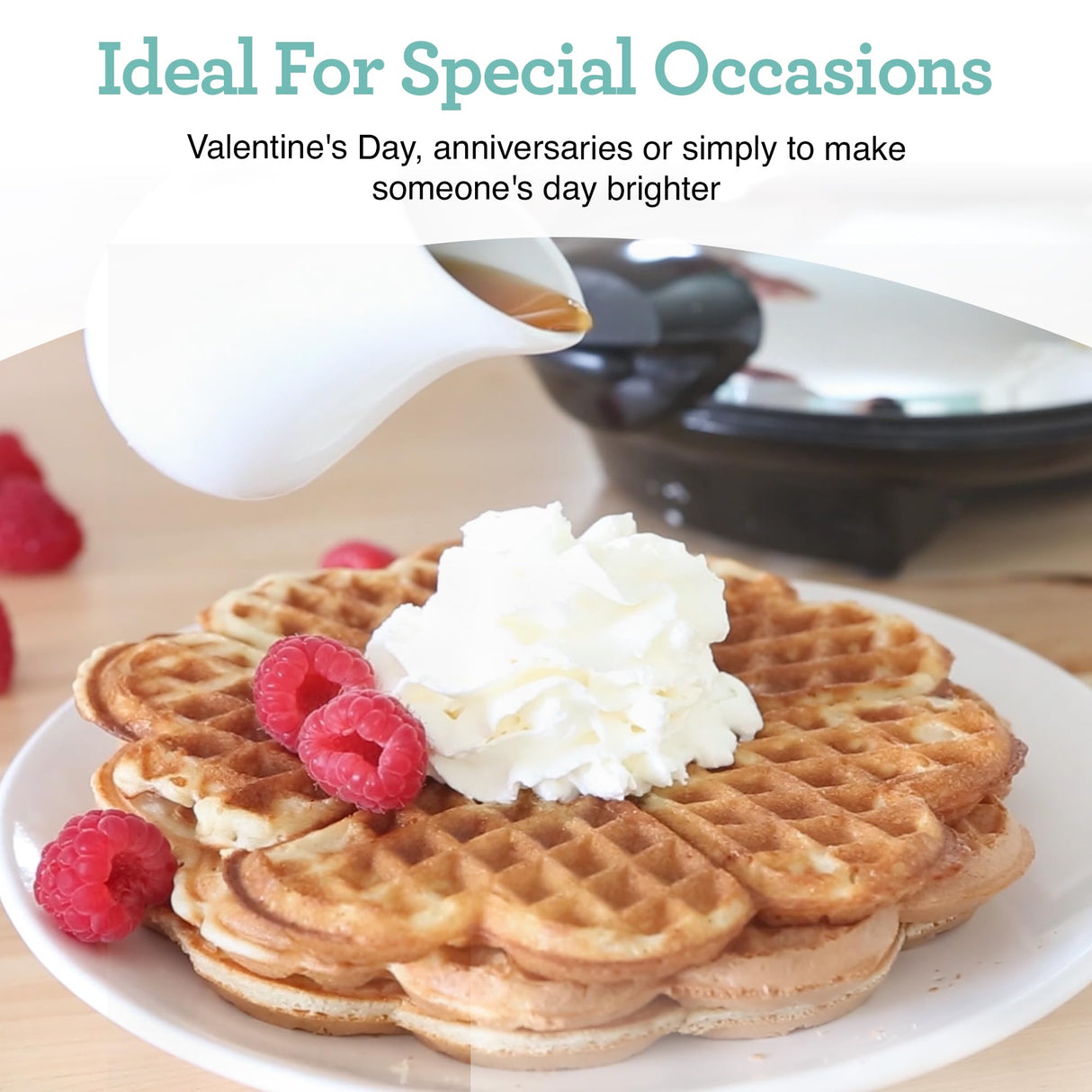Euro Cuisine WM520 Heart Shaped Iron Waffle Maker - Eco-Friendly PTFE and PFOA Free Non Stick Plates, Perfect for V-Day & Special Occasions, 8-Inch Euro Cuisine