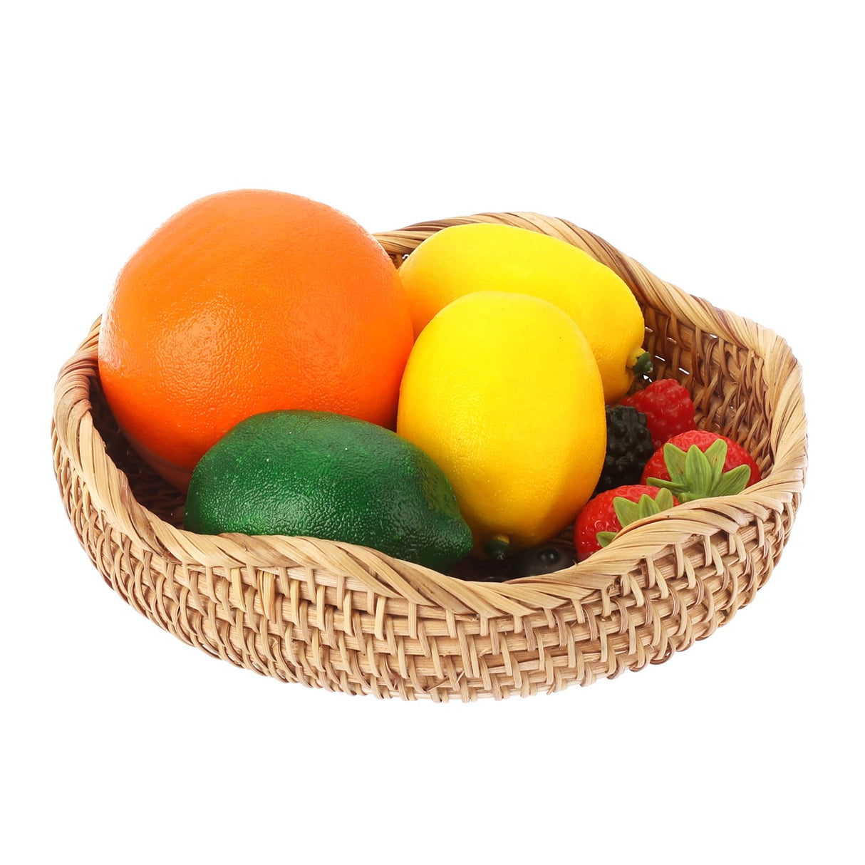 Hipiwe Round Key Basket Bowl for Entryway 7.3" Natural Rattan Fruit Bowl Woven Wicker Basket Serving Tray Rattan Organizer Basket Decorative Baskets for Kitchen Counter Bedside Living Room Hipiwe