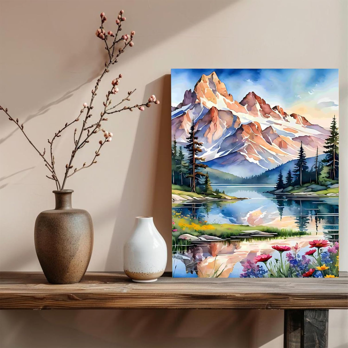 xcemhil Paint by Numbers Kit for Adults Landscape, Paint by Number Moutain, Lake Paint by Numbers Kit for Adults Beginner for Gift and Home Wall Decor 16x20 Inch xcemhil