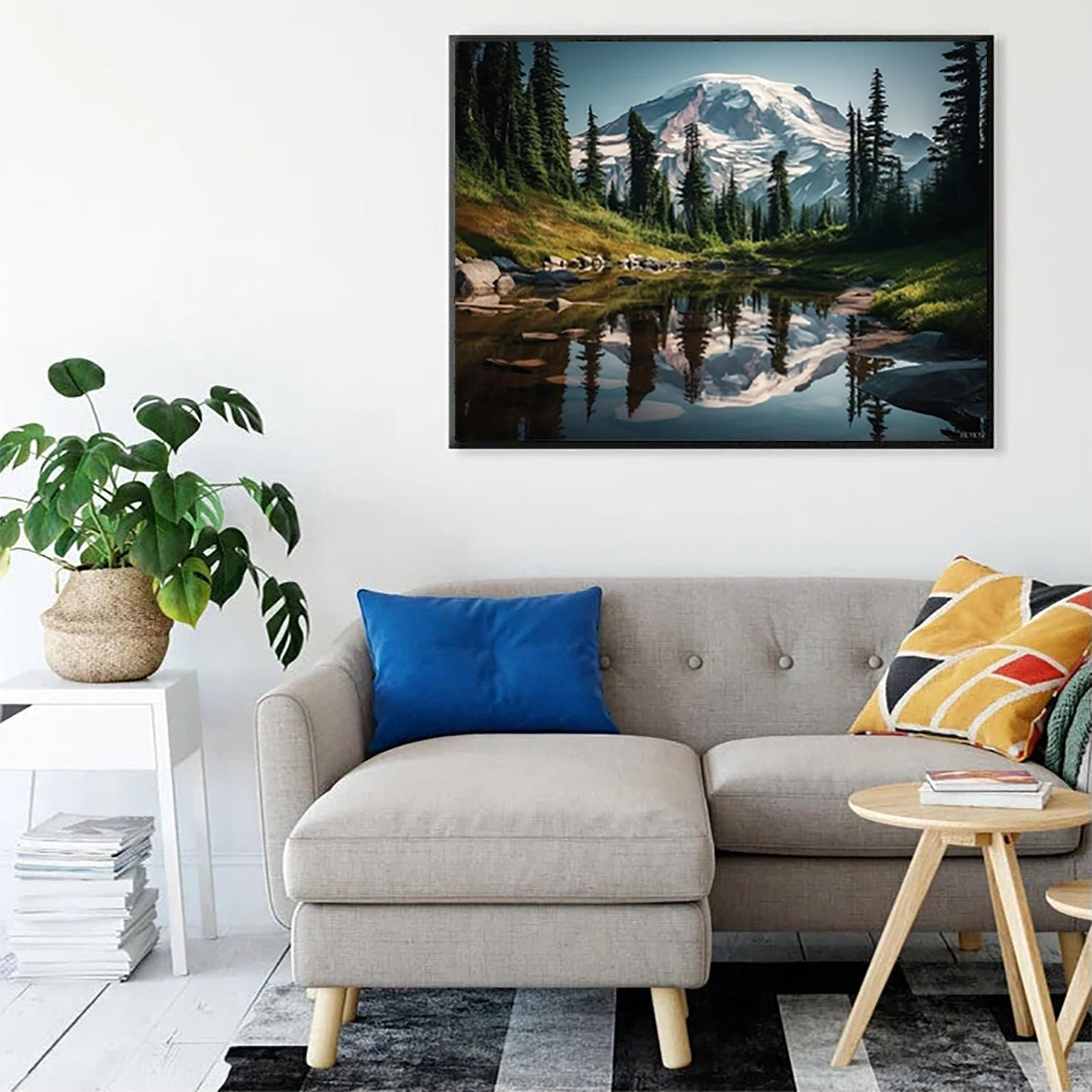 HEYKYY DIY 5D Diamond Art Kits Painting for Adults Mount Rainier Lake Reflection with Snow Scenery Landscape 30x40cm 12x16 inches HEYKYY