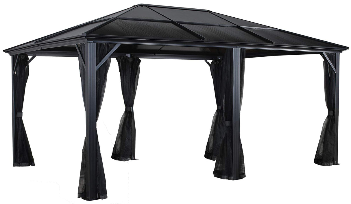 Sojag 500-5157871 Meridien Hardtop Gazebo Outdoor Sun Shelter, 12' by 16', Charcoal Sojag
