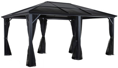 Sojag 500-5157871 Meridien Hardtop Gazebo Outdoor Sun Shelter, 12' by 16', Charcoal
