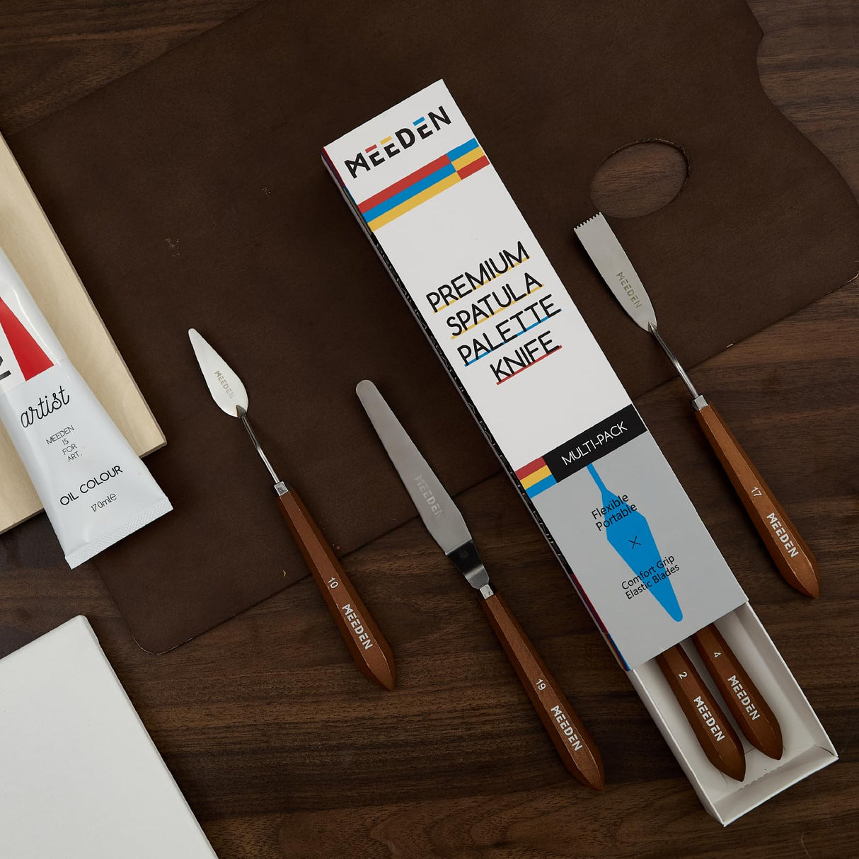 MEEDEN Artist Palette Knife Set: 3Pcs Art Spatula Knives with Wooden Handle - Stainless Steel Pallet Knives for Oil, Acrylic Canvas Painting MEEDEN