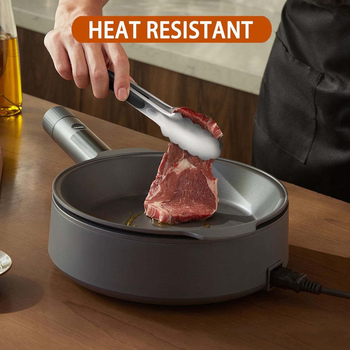 TACGEA Stainless Steel Kitchen Tongs, Silicone Non-slip Grip, Locking Grilling Food Tongs Set of 2, 9-inch & 12-inch TACGEA