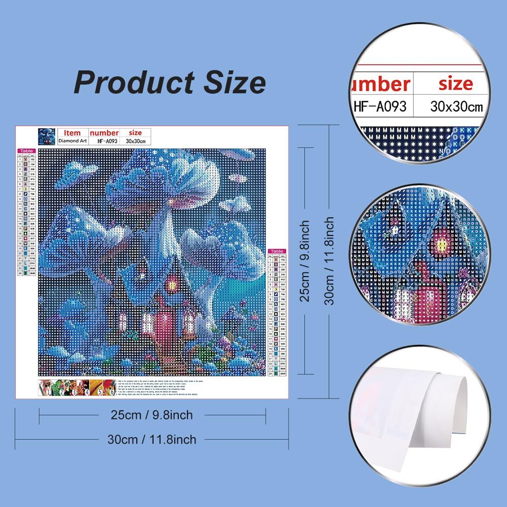 hill froeistung Mushroom Diamond Art Painting Kits for Adults, Fantasy Castle Diamond Art Kits Diamond Art for Adults Beginners, DIY Full Drill Round Gem Art Craft Home Wall Decor Gift 12x12 inch hill froeistung