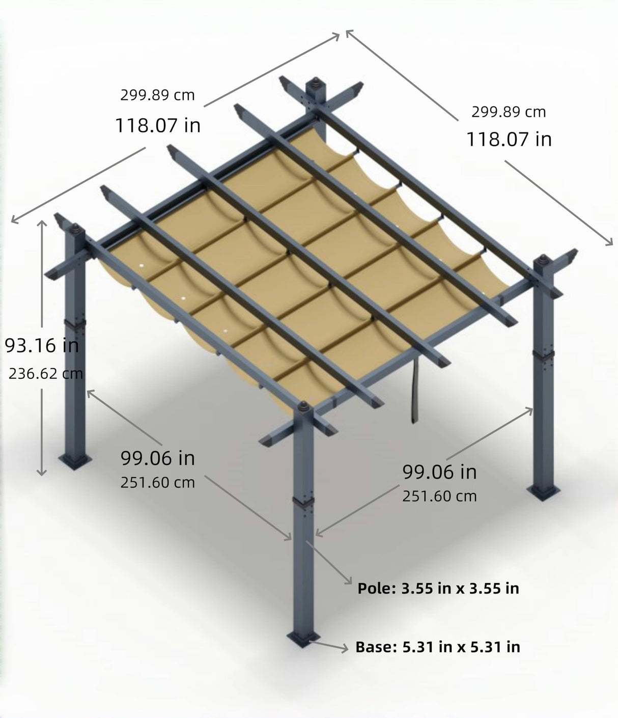 GarveeLife 10x10 Ft Aluminum Pergola, Outdoor Metal Pergola with Adjustable Canopy, Reinforced Frame Outdoor Shelter for Backyard, Lawn and Deck - Khaki GarveeLife