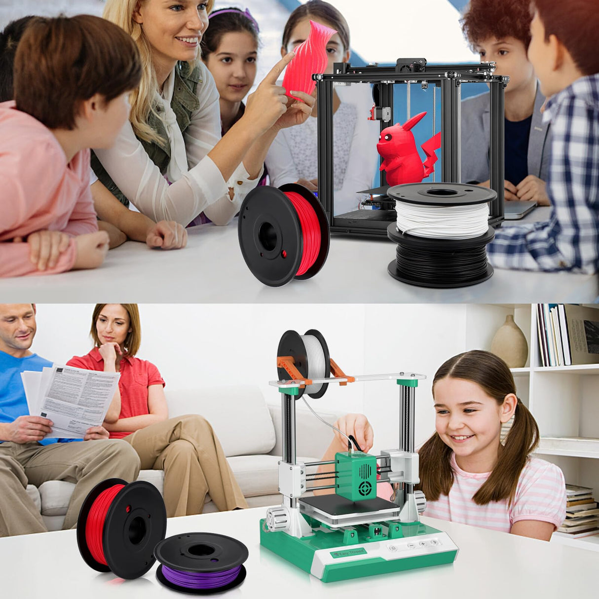 3D Printer Filament Bundle Multicolor, 250g PLA Filament 1.75mm, Dimensional Accuracy +/- 0.02 mm,1.25kg Total, 0.25kg per Spool, 5 Pack, Individually Vacuum Packed, 5 Colors FAHKNS