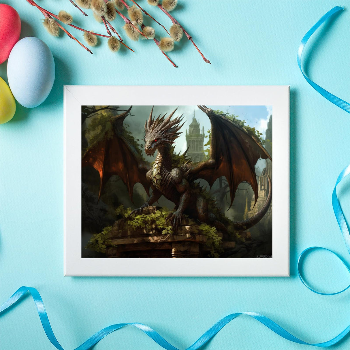 ZUVRDIAI Dragon Paint by Numbers for Adults, Acrylic Oil Painting by Numbers Kits for Beginner with Paintbrushes Brushes Art Crafts Canvas for Home Decor 16x20 Inch ZUVRDIAI