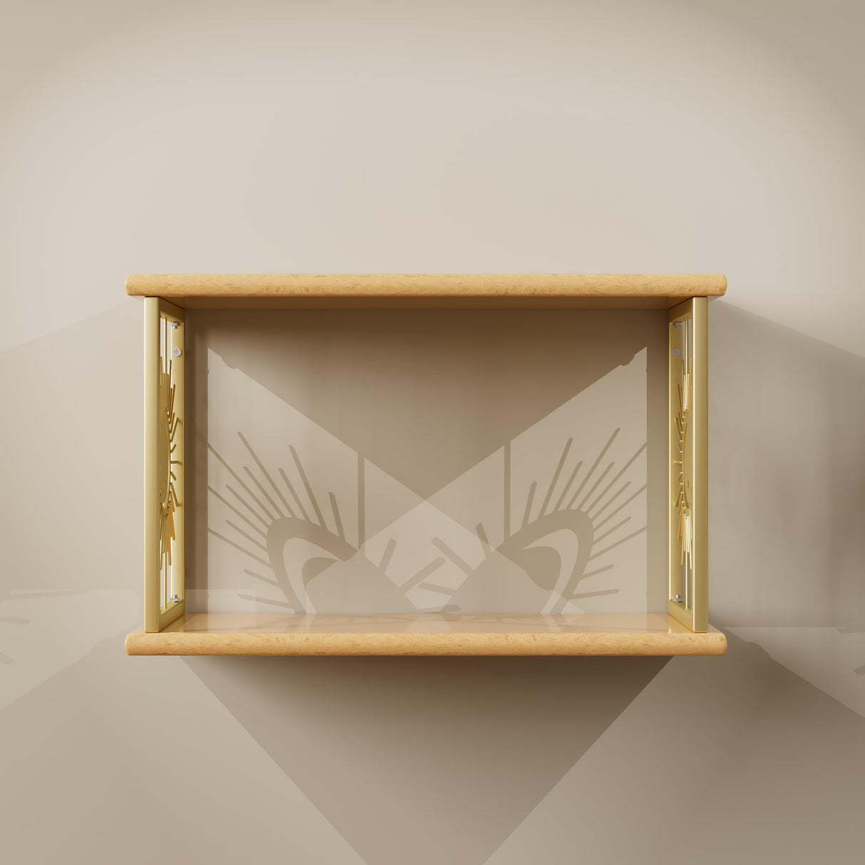 Floating Nightstand by Apresolar - Natural Solid Wood Bedside Table with Celestial Design and 2-Tier Shelf Apresolar