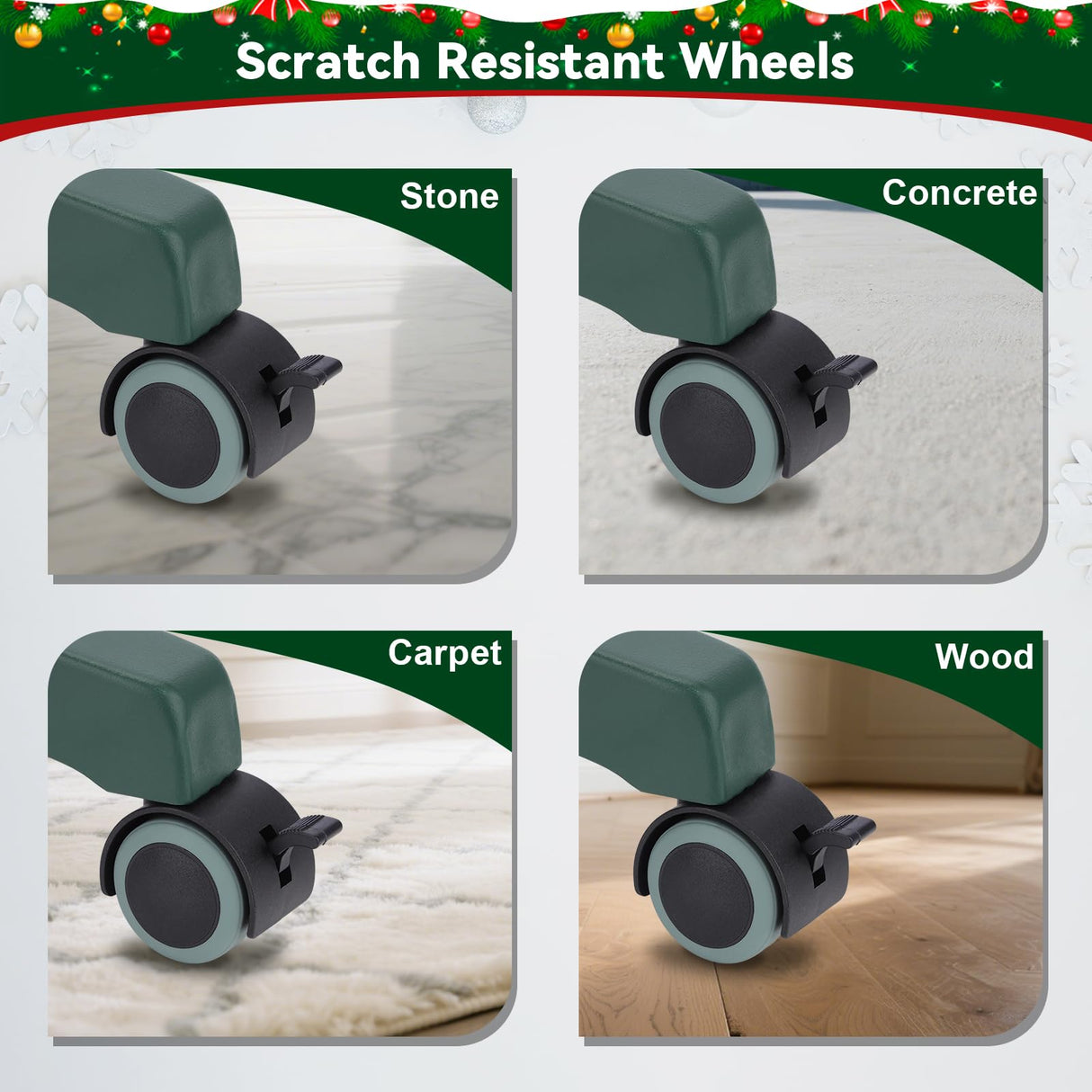 Hammrit Rolling Christmas Tree Stand with Wheels, Artificial Christmas Tree Stand Fits up to 7.5 Ft Trees, No Installation Artificial Xmas Tree Stand Foldable Movable Universal Christmas Tree Base Hammrit