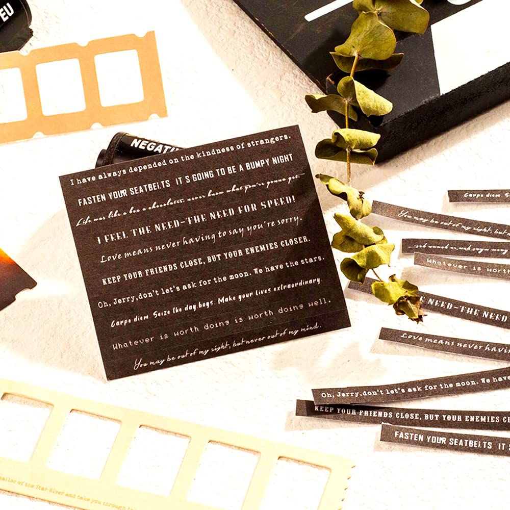 Vilikya 94pcs Movie Film Stickers for Scrapbook Kit, Film Strip Photo Frame for Scrapbooking Supplies, Quote Stickers for Journaling Decorative Bullet Journal Planner DIY Craft Vilikya