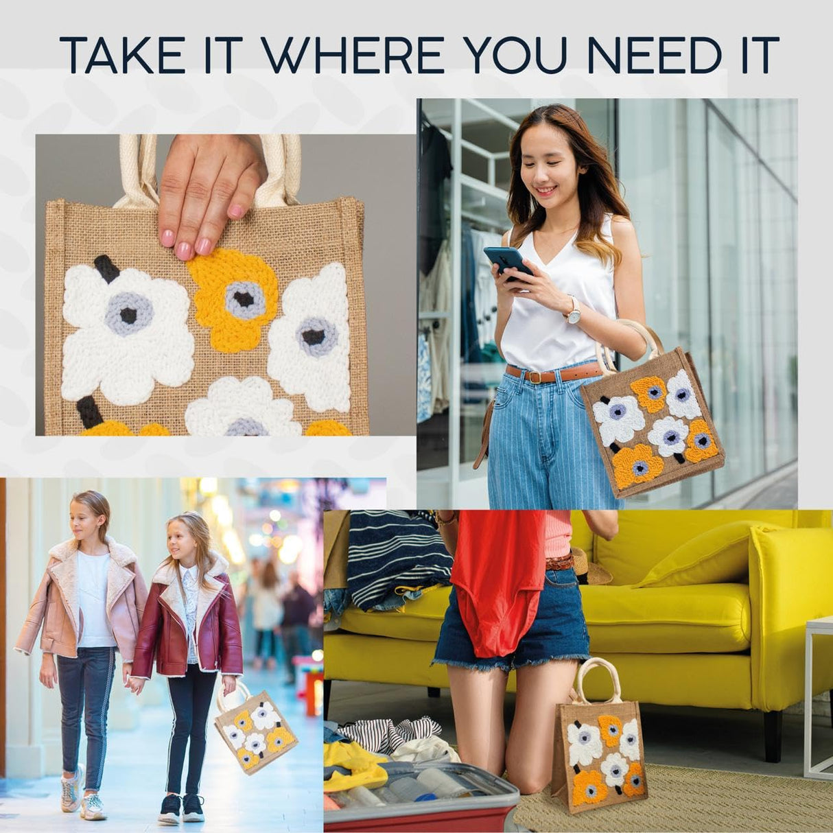 Innoviato - Punch Needle Kit for Beginners – Complete Embroidery Tote Bag Set for Adults & Kids with Easy Instructions & Video Tutorial, Includes a Unique Pattern Generic