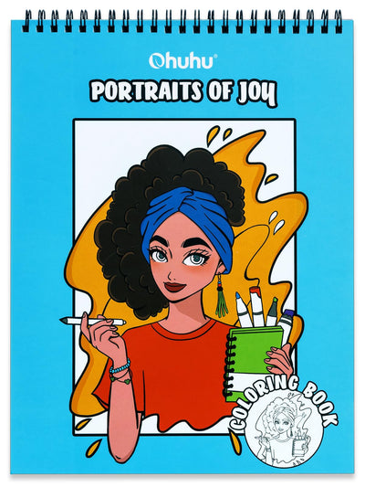 Ohuhu Double-Sided Bleedproof Coloring Book for Alcohol Markers - 8"x10" Portraits of Joy Coloring Book - 20 Sheets/40 Patterns - Top Spiral-Bound Design - Stress-Relieving Gift for Adults Teens Women