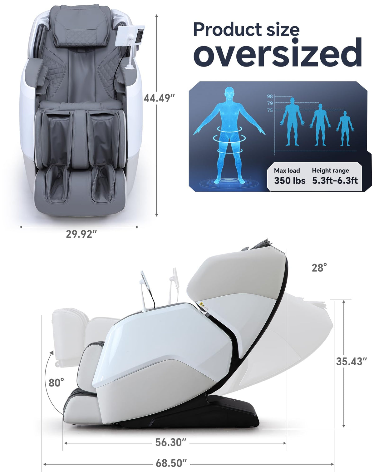 4D+3D Dual Mechanism Massage Chair Full Body Zero Gravity Massage Chair Recliner,AI Fatigue Health Detection,20 * 9+ User-Customized Massage Mode,8" HD Touchscreen&Vioce Control,Back Heating White CareTech