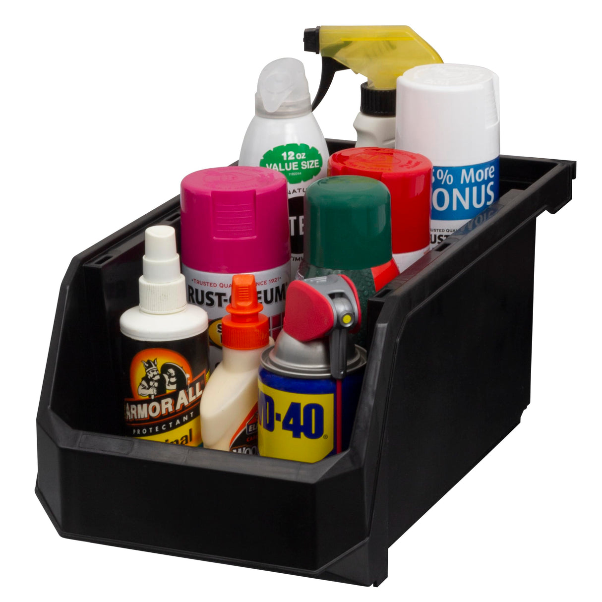 ReadySpace Plastic Containers for Organizing and Storage Bins for Closet, Kitchen, Office, Garage or Pantry Organization, Stackable Bins, Large (14.8" x 8" x 7"), 6-Pack, Black ReadySpace