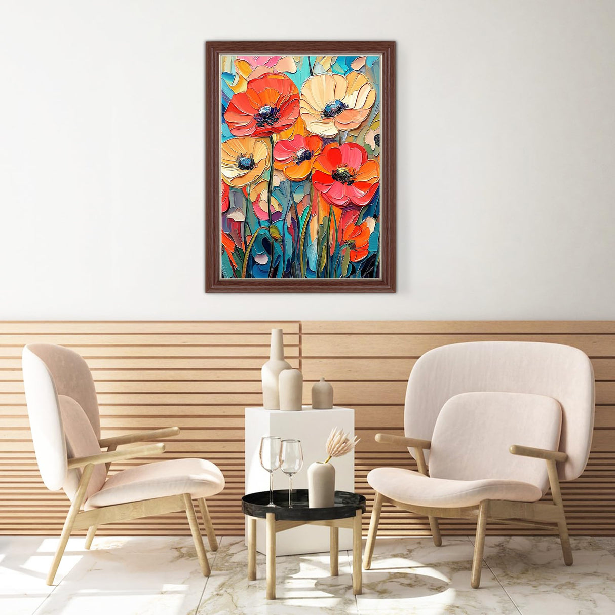 Lxmsja Abstract Poppies Diamond Art Kits for Adults, Flower Scenery DIY Full Drill Diamond Painting Kits for Beginners, 5D Gem Art Crafts for Adults, Home Wall Decor 12x16 inch Lxmsja