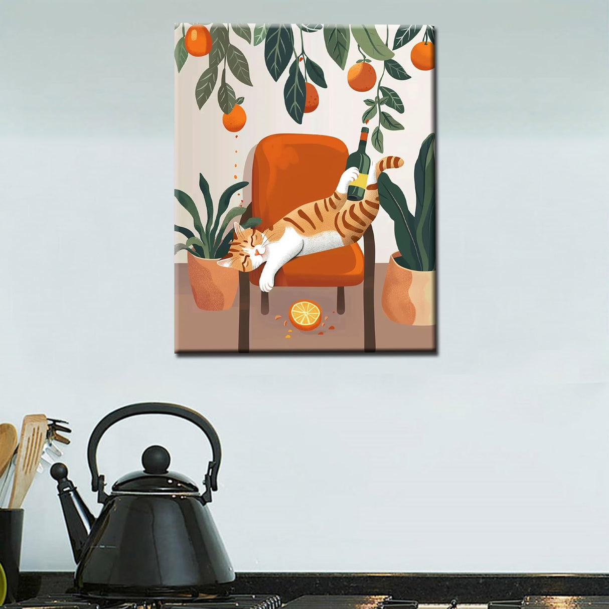 Animal Cats Paint by Numbers for Adults Beginner Wildlife Hold The Wine Bottle Oil Painting Kit on Canvas with Brushes Acrylic Pigment Tropical Monsterat Paintwork Home Decor 16x20In (Frameless) Tucocoo