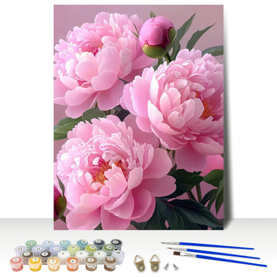 MAXBYE Pink Peony Paint by Numbers for Adults, Flower Paint by Number on Canvas Without Frame, DIY Easy Oil Painting for Home Wall Decor Gift 12x16inch