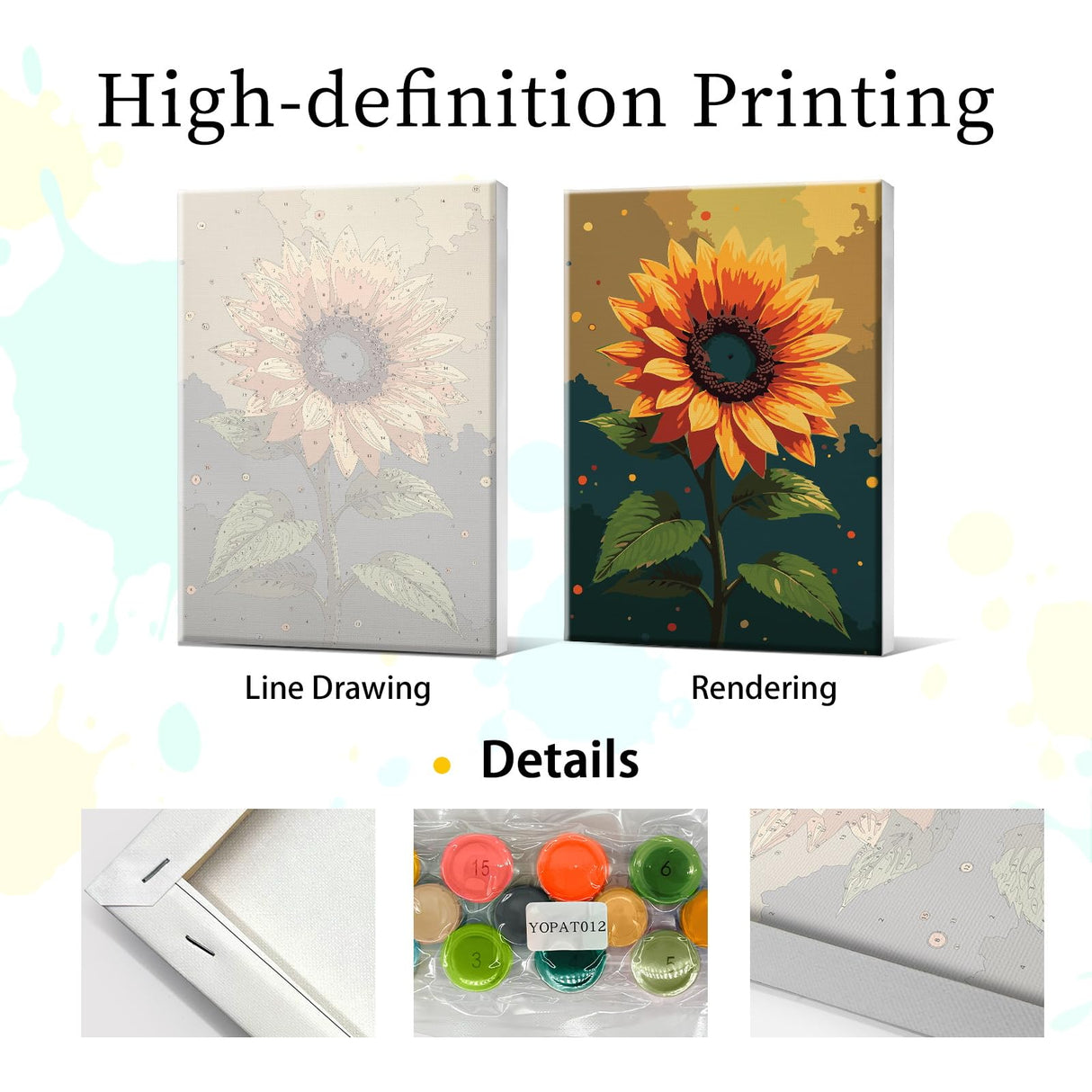 YOYA Framed Paint by Numbers Kit for Adults - Sunflower Adult Paint by Number Kits on Canvas with Easel, DIY Sunflower Paint by Number Framed Canvas for Home Wall Decor 8x12 Inch YOYA